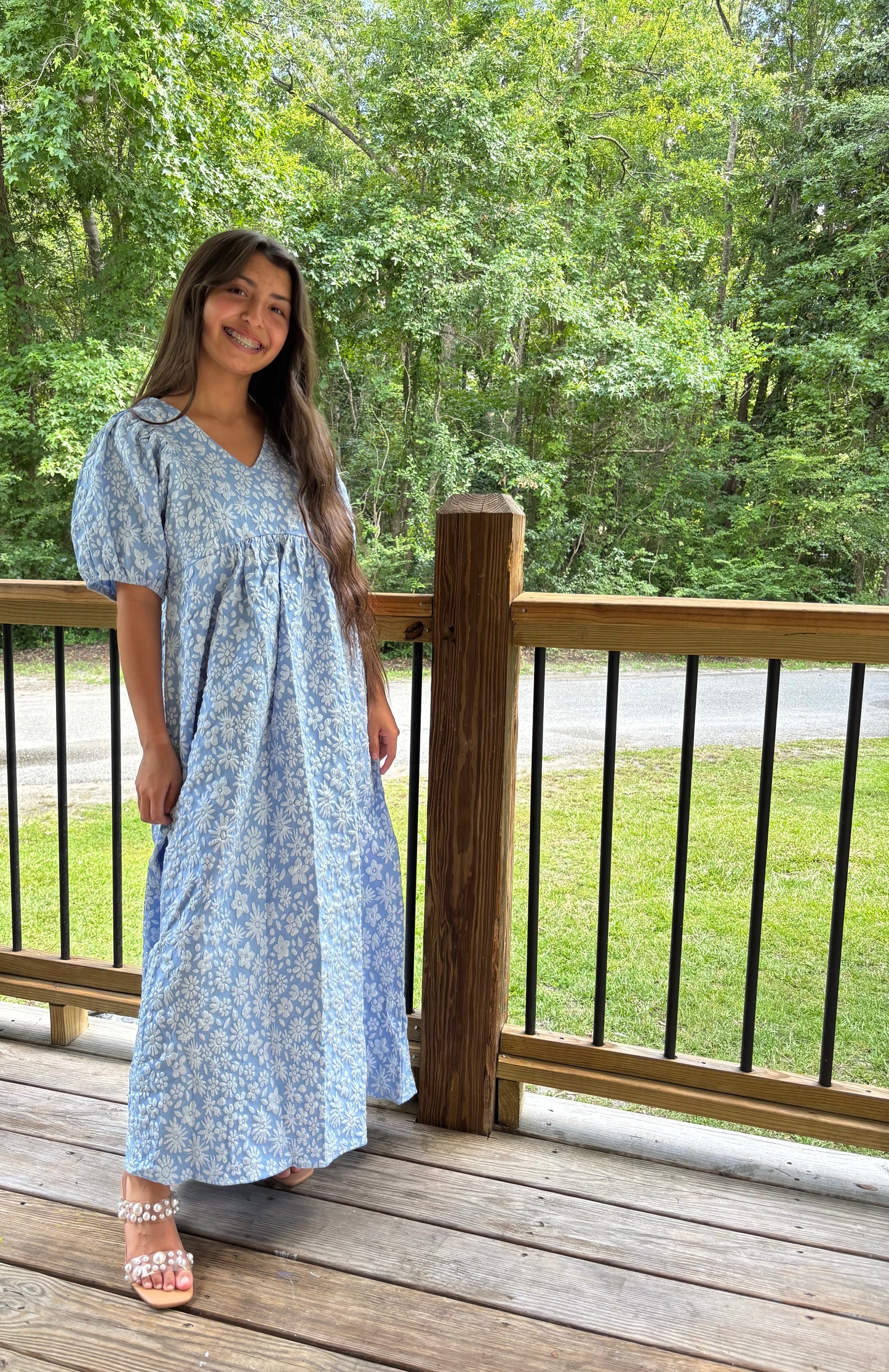 Textured floral Midi Dress