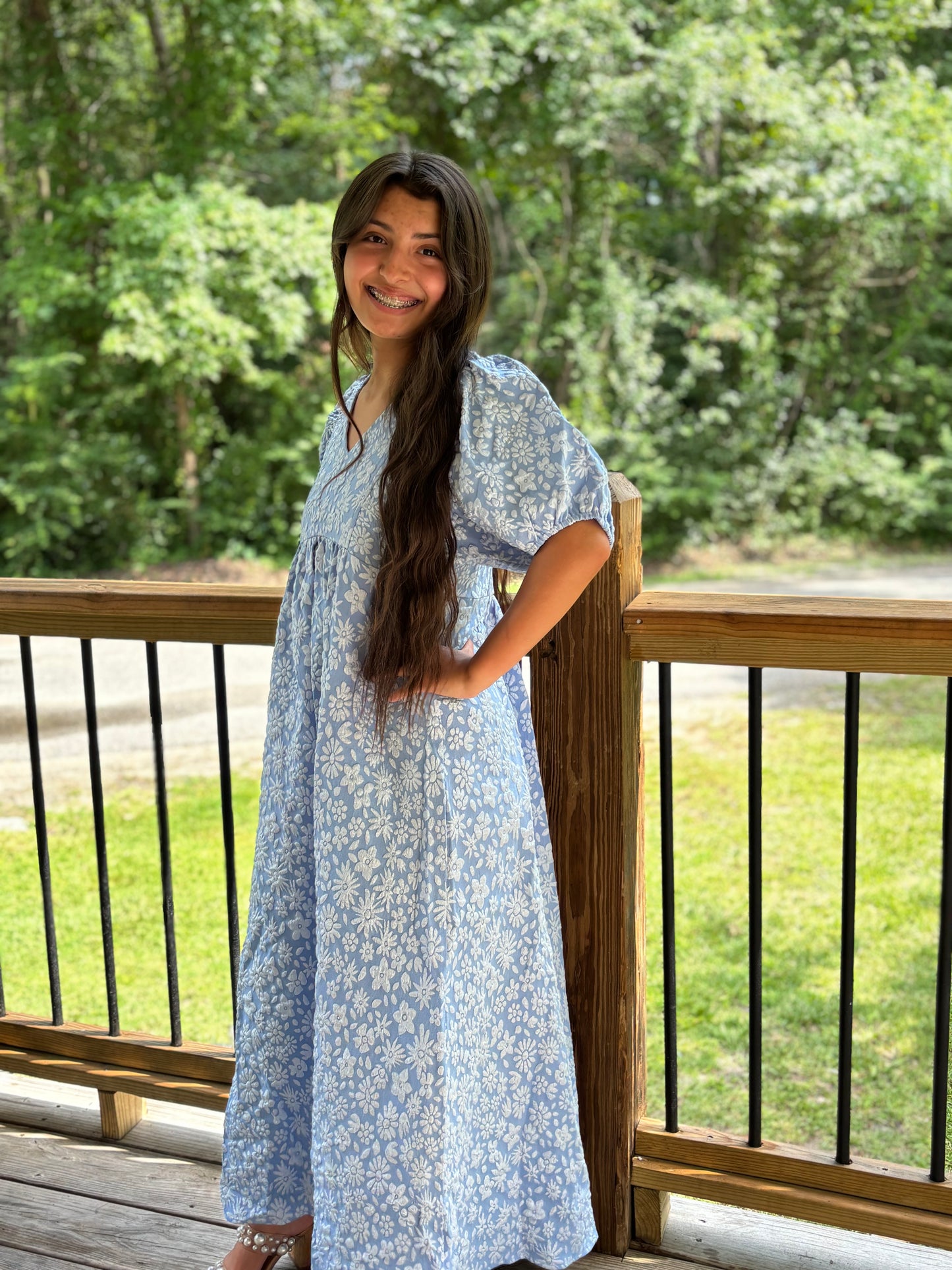 Textured floral Midi Dress