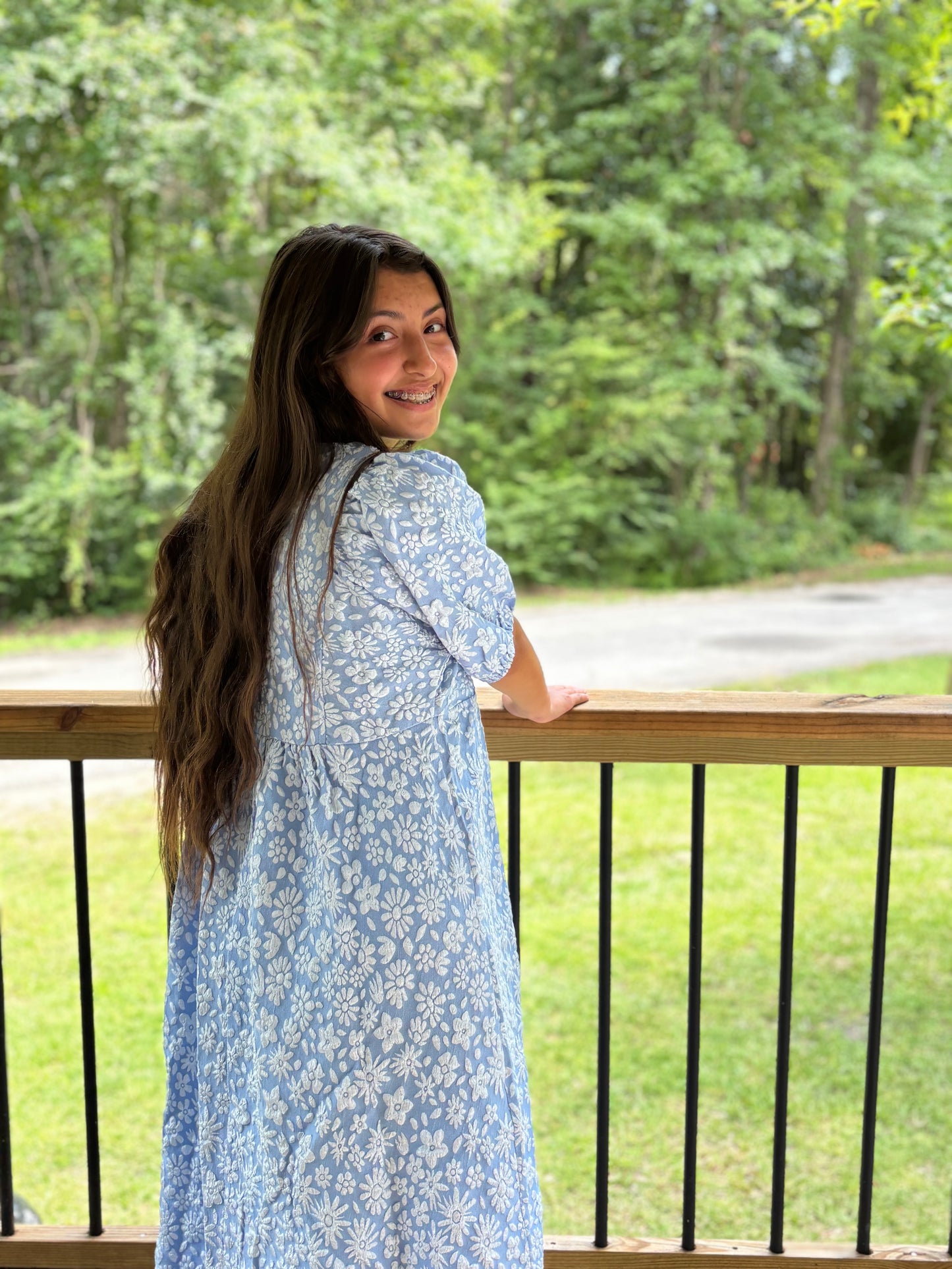 Textured floral Midi Dress