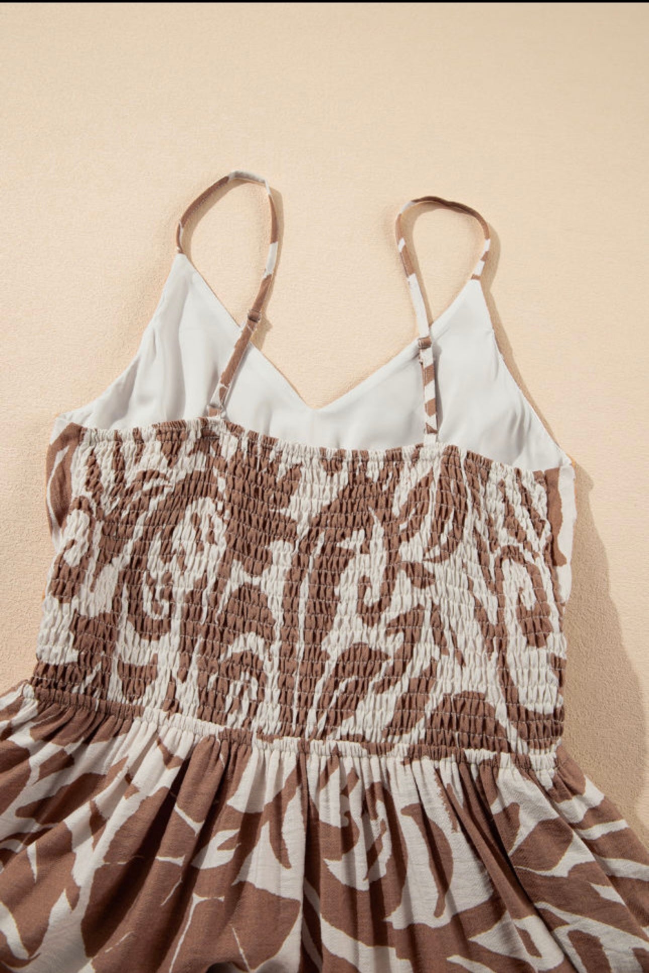 Khaki floral high waist spaghetti strap maxi dress