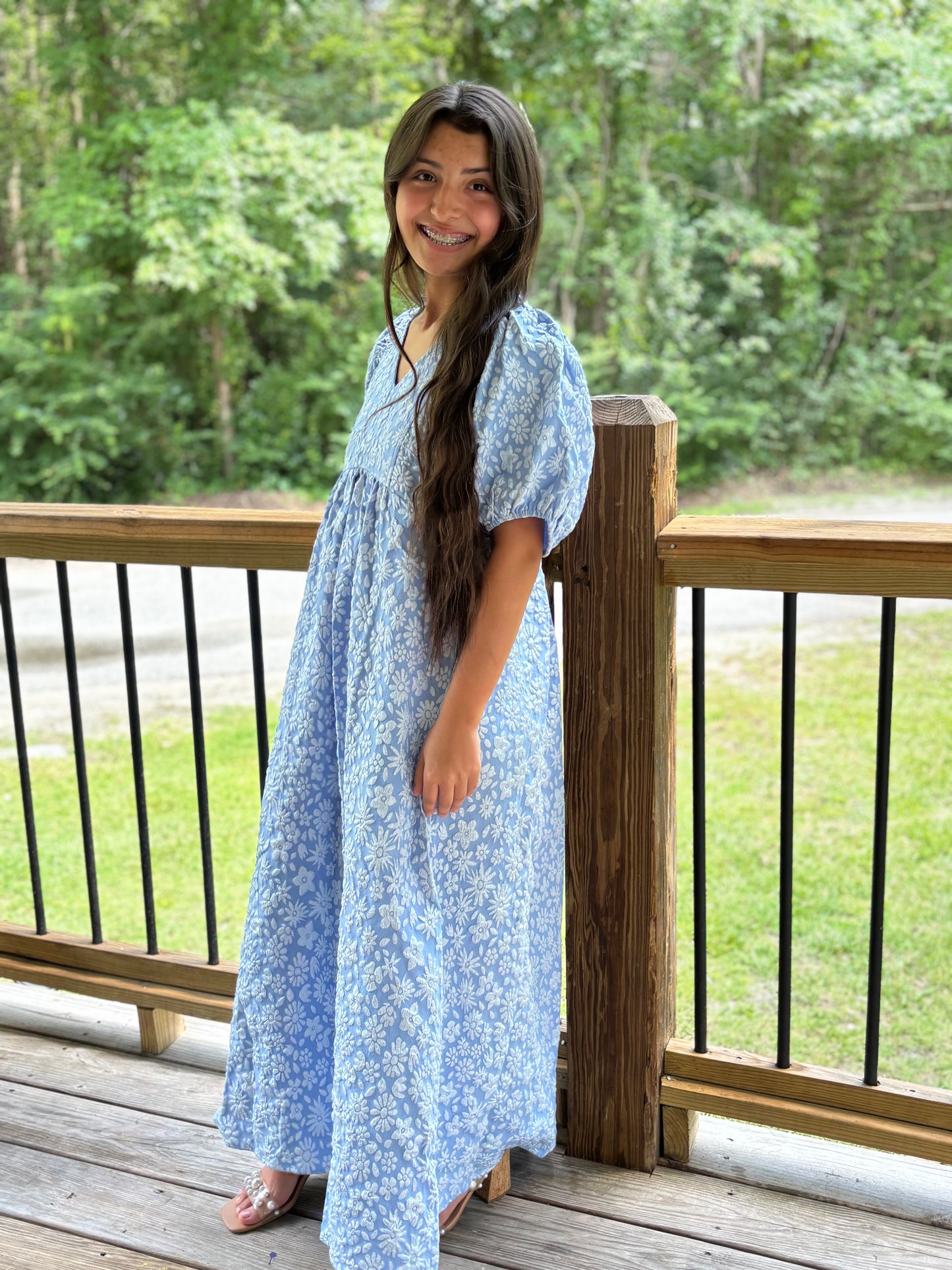 Textured floral Midi Dress